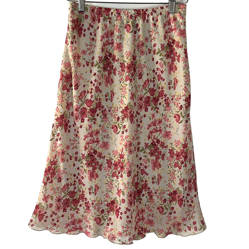 Vintage Dress Barn Skirt Sheer Floral Floaty Hem Medium Y2K Boho Girly‎ Cottage